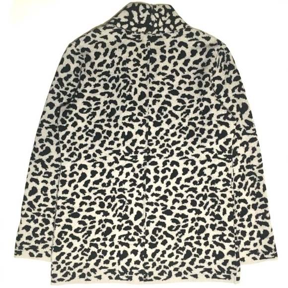 NATION LTD Kelly Blazer Leopard Cardigan Sweater Knit Jacket Wool Black Brown M - Picture 11 of 16